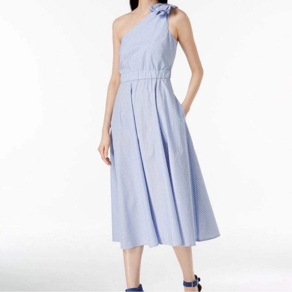 Calvin Klein Light Blue One-Shoulder Dress